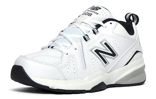 New Balance Men's 608 V5 Casual Comfort Cross Trainer, White/Navy, 12 Wide