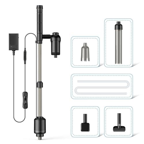 AKKEE Aquarium Vacuum Gravel Cleaner, 18W Electric Fish Tank Cleaner Vacuum, 6 in 1 Multifunctional Aquarium Cleaner for Automatic Water Change, Wash Sand, Water Circulation and Timed Off