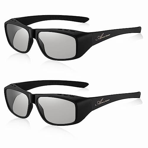 AoHeng Cinema Passive 3D Glasses Large Frame,Clearer,Brighter,for RealD 3D Movie(2 Pack)