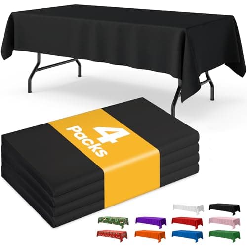 Best Black Tableclothes #5 from Niuara Niuara Black Plastic Table Cloth - 4 Pack 54" × 108" Rectangle Disposable Tablecloths for 6FT Tables, Waterproof Table Cover for Party, Holiday & Gathering Use