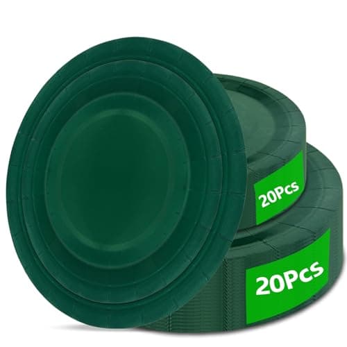 40Pcs Disposable Paper Plates Green,Including 20pcs 9" and 20pcs 7" Plates,Strong and Sturdy Disposable Plates for Party, Dinner, Holiday, Picnic,Birthday Party, Dinner Table, Wedding