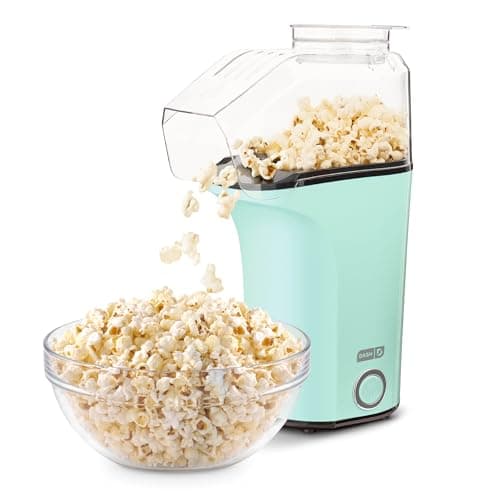 Dash Fresh Pop Popcorn Maker - Oil-Free, Air Popcorn Popper - With Measuring Cup & Recipe Guide - Perfect for Movie Nights - 16 Cups, Aqua