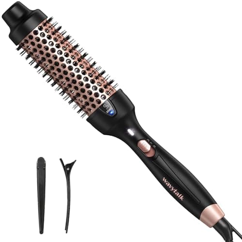 Wavytalk Thermal Brush for Blowout Look, 1 1/2 Inch Ionic Heated Round Brush Makes Hair Smoother, Dual Voltage Thermal Round Brush Get Natural Curls, Easy to Use, 30S Fast Heating