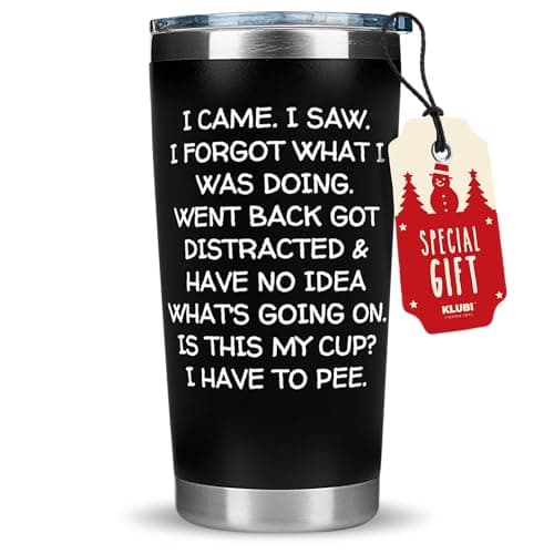 Birthday Gifts for Women Men - I Came I Saw I Forgot Tumbler 20oz Black Gag Gifts Funny Adult Grandpa Gifts for Him Drinking Cups for Elderly Senior Citizen Tumbler I Came I Saw I Forgot Coffee Mug