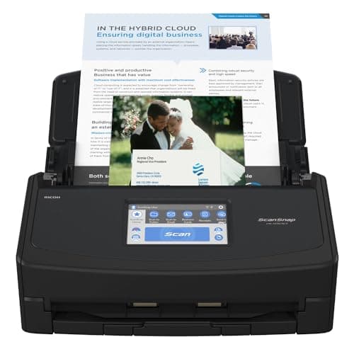 ScanSnap iX1600 Wireless or USB High-Speed Cloud Enabled Document, Photo & Receipt Scanner with Large Touchscreen and Auto Document Feeder for Mac or PC, 17 watts, Black