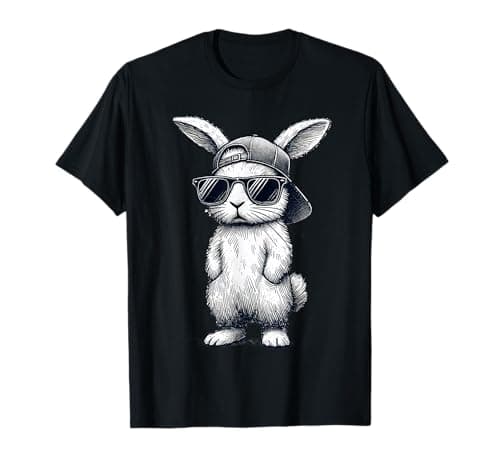 Bunny Face with Sunglasses Cap Easter Day for Boys Men Kids T-Shirt