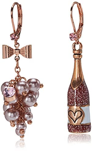 Betsey Johnson Rose Mismatch Drop Earrings