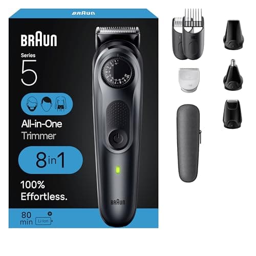Braun All-in-One Style Kit Series 5 5471, 8-in-1 Trimmer for Men with Beard Trimmer, Body Trimmer for Manscaping, Hair Clippers & More, Ultra-Sharp Blade, 40 Length Settings, Waterproof