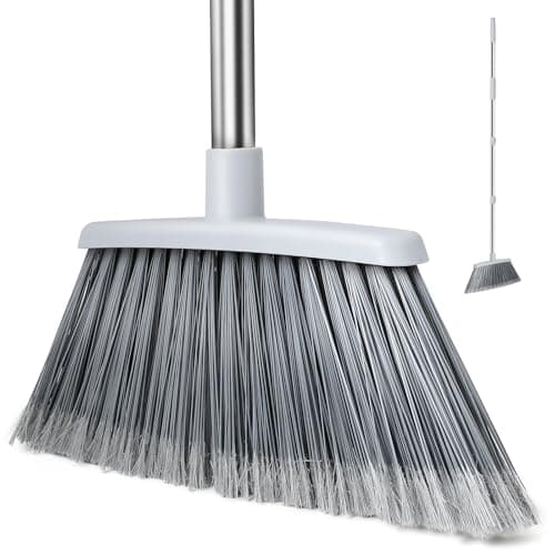 Broom, Outdoor Brooms for Sweeping Indoor, Adjustable 55" Pet Hair Removal Heavy Duty Broom for Floors Home Kitchen Garage Commercial Patio Industrial Snow (Pack of 1)