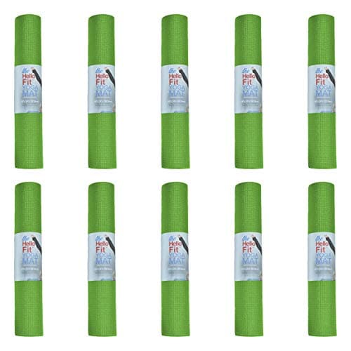 Best Toddler yoga mats #3 from Hello Fit Hello Fit 10-Pack Kid-Friendly Yoga Mat, 68" x 24" Non Slip Exercise Mat, 4mm Non Toxic Yoga Mats for Kids, Easy to Clean, Bulk Workout Mats for Schools, Classrooms, and Studios, Green