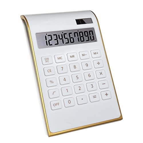 Benkaim Solar Gold Standard Function 10-Digit Desktop Calculator for Office, Home