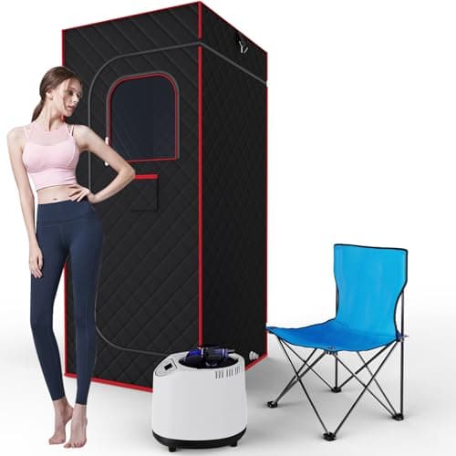 AgiiMan Portable Sauna Box for Home - Four-Sided Full-Size Steam Sauna Tent with 3 L Steamer, Chair, Remote Control, Health Benefits and Relaxation