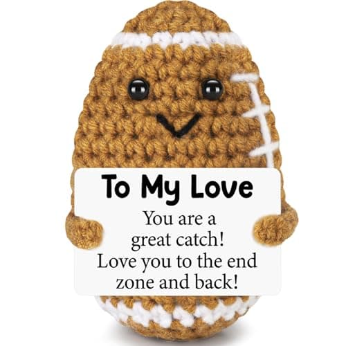Birthday Gifts for Him Her Boyfriend Girlfriend, To My Love Christmas Handmade Emotional Crochet Football, Small Cute Anniversary Present for Him, Mini Romantic I Love You Gift for Husband Wife Couple
