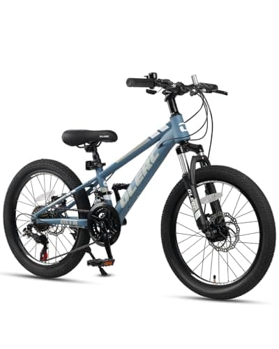 Glerc 20 Inch Kids Bike, Kids Mountain Bike for Boys and Girls Ages 6-10, 21-Speed Skyline Bicycle with Front Suspension and Disc Brakes, Blue