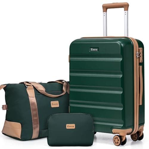 Eeeza Luggage Sets 3 Piece,Suitcases with Wheels,Carry On Luggage Set,ABS Hard Case Luggage with TSA Lock Spinner Wheels(3 Piece Sets,Green(20"/DB/TB))