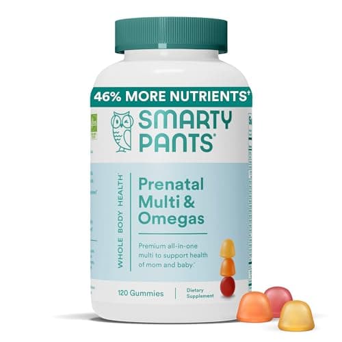 SmartyPants Prenatal Vitamins for Women, Multivitamin Gummies: Omega 3 Fish Oil (EPA/DHA), Biotin, Methylfolate, Vitamin D3, C, Vitamin B12, B6, A, K & Zinc, Inositol, 120 Count (30 Day Supply)