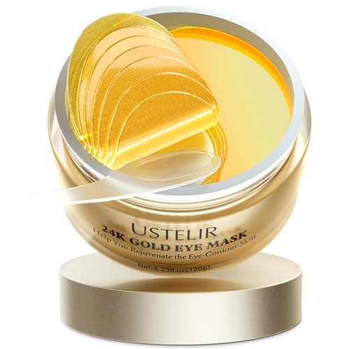 USTELIR Under Eye Patches, 40 Pairs 24K Gold Eye Masks with Collagen, Eye Patches for Puffy Eyes, Dark Circles & Wrinkles, Under Eye Masks for Skin Care Set, Eye Gel Pads Spa Gifts for Women & Men