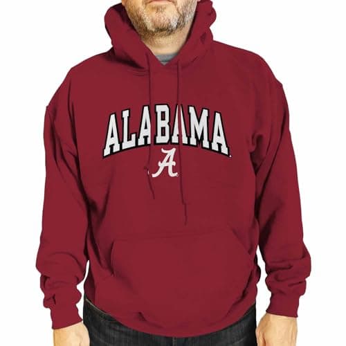 Campus Colors NCAA Adult Tackle Twill Hooded Sweatshirt - Embroidered Logo - Stay Warm & Represent Your Team in Style (Alabama Crimson Tide - Crimson, Adult Medium)