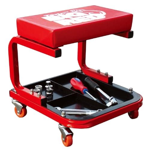 Torin Big RED TR6300-3 250lbs Red Rolling Automotive Creeper Garage/Shop Seat: Padded Mechanic Stool with Tool Large Tray Suitable for garages, Repair Shops