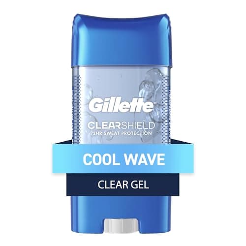 Gillette Antiperspirant and Deodorant for Men, 72hr Sweat & Odor Protection, Long Lasting Freshness, Anti-White Mark Technology, Clear Gel, Cool Wave Scent, 3.8 oz