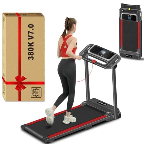 Treadmill for Home, 3.0 HP Foldable Portable Treadmill with Handle, Small Compact Treadmill 300 LBS Capacity with 12 Preset Programs LED Display Walking Running Treadmills for Office