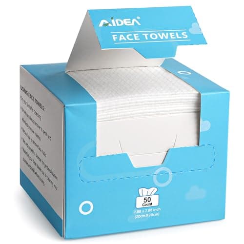 AIDEA Face Towels Disposable-50Ct, Clean Facial Towels Face Cloths, Facial Cleansing Wipes for Sensitive Skin, Face Towelettes for Makeup Removing, Nursing, Travel, Dry Face Wipes