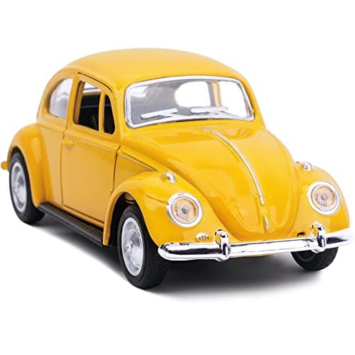Berry President 1967 Classic Beetle Bug Vintage 1/32 Scale Diecast Metal Pull Back Car Model Toy for Gift/Kids (Yellow)