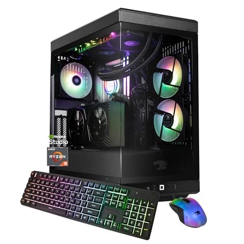 iBUYPOWER Y40 PRO Black Gaming PC Desktop Computer AMD Ryzen 9 7900X CPU, NVIDIA GeForce RTX 5070Ti 16GB GPU, 32GB DDR5 RGB 5200MHz RAM, 2TB NVMe SSD, Windows 11 Home, Keyboard, Mouse - Y40BA9N57T01
