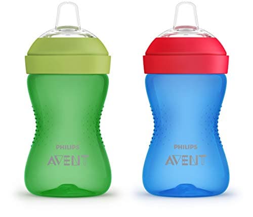 AVENT Philips Spout Sippy Cup with Soft Spout and Leak-Proof Design, Blue/Green, 10oz, 2pk, SCF801/21