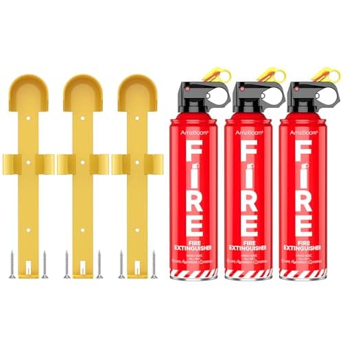 AmzBoom Fire Extinguishers Water-based for Home Kitchen, Car, & Boat 3 Pack–Portable Small Fire Spray with Mounting Brackets–A,B,C,K Multi-Purpose Fire Protection, Eco-Friendly, Compact & Easy to Use.