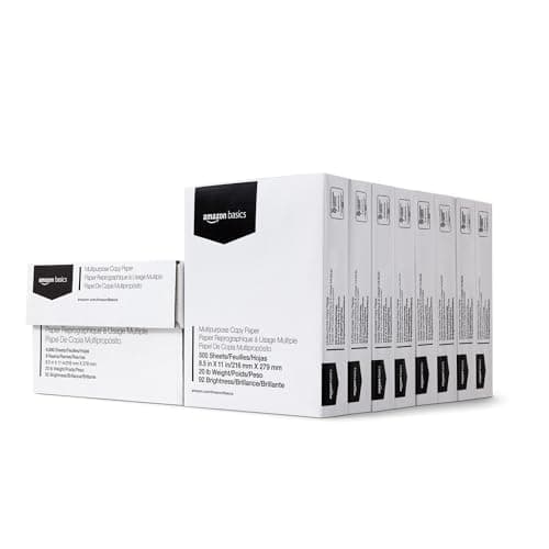 Amazon Basics Multipurpose Copy Printer Paper, 20 lb, 8.5 x 11 Inches, 8 Reams (4,000 Sheets), 92 Bright, White