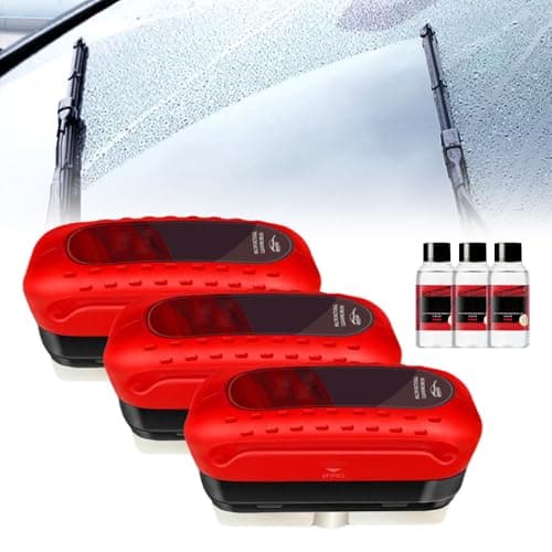 Automotive Oil Film Cleaning Brush, 2025 New Glass Coating for Windshield with Extra Cleaner, Glass Cleaning Wipe Board Oil Film Remover for Windshield Improves Clarity and Visibility (1, Red)