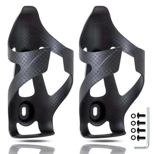 HUALONG Carbon Fiber Bike Water Bottle Cage Holder for Road Bikes Mountain Gravel e Bike for Diameter 70-74 mm Water Bottles, Black Matte 2 Pack