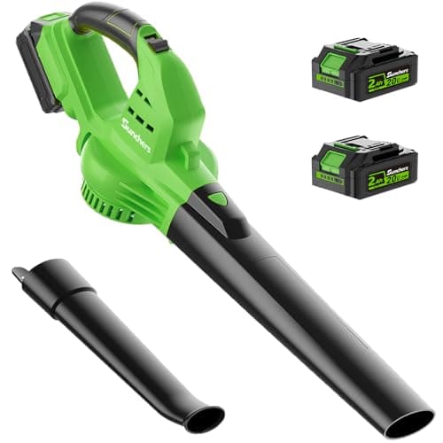 20V Leaf Blower Cordless with 2 Battery and Charger, 135MPH 175CFM High Speed Leaf Blower with 2 Tubes, Electric Leaf Cleaner, Lightweight Handheld Small Blower for Patio, Garden, House, Depot, Green