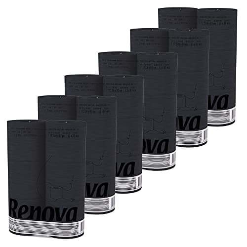 Renova 3 Ply Soft Black Toilet Loo Tissue Paper Lightly Scented 6 roll pack x 6