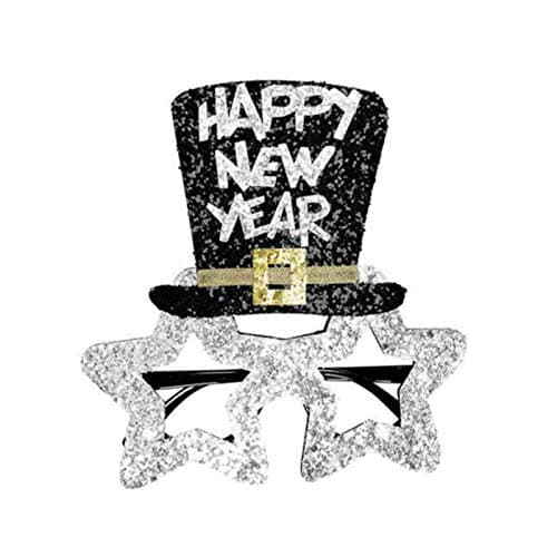 Soochat New Year Eyeglasses Happy New Year Hat Shaped Sunglasses Photo Booth Props Eyeglasses for New Year's Eve Party Decorations