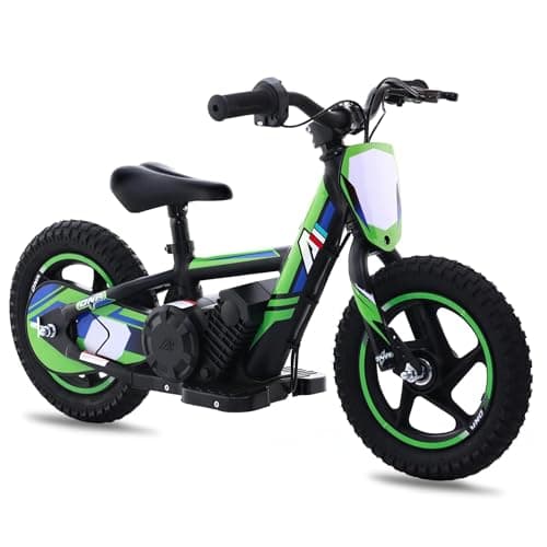 AIII Lightweight Electric Dirt Bike for Kids, 170/340W Electric Motorcycle Up to 10/12MPH, 24V Detachable Battery, Hand-Operated Dual Brakes Electric Balance Bike for Ages 3-6/5-12
