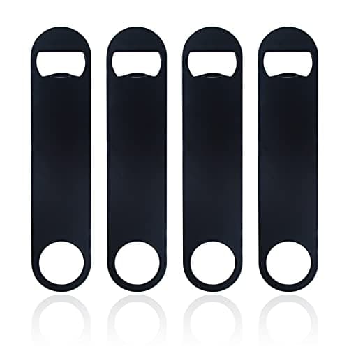 KTOJOY 4 PACK Stainless Steel Flat Bottle Opener, Beer Bottle Opener, 7inch, with Exquisite Packaging, for Kitchen, Bar or Restaurant, Black,