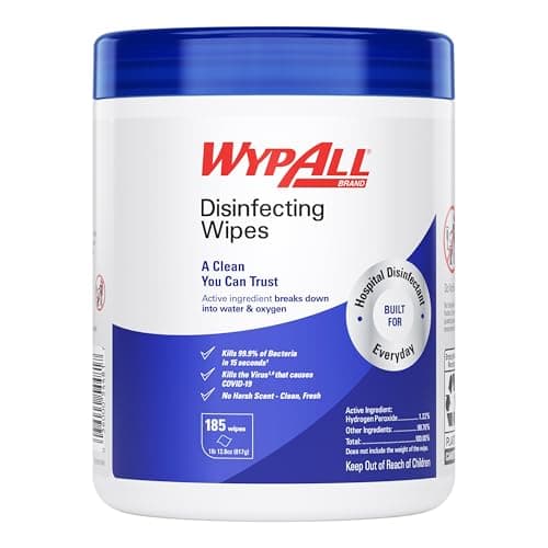 WypAll® Disinfecting Wipes (54481), Hydrogen Peroxide Disinfectant Cleaner for Commercial, Industrial & Healthcare, Fresh Scent (185 Sheets/Canister, 3 Canisters/Case, 555 Sheets/Case)