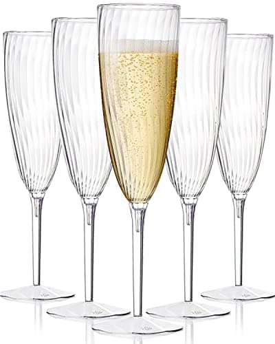 HyHousing 6 Oz Clear Plastic Champagne Glasses 16 Pack, Hard Disposable Plastic Champagne Flute Ideal for Home Daily Life Party Wedding Toasting Drinking Champagne,New Years Eve Party Supplies 2025