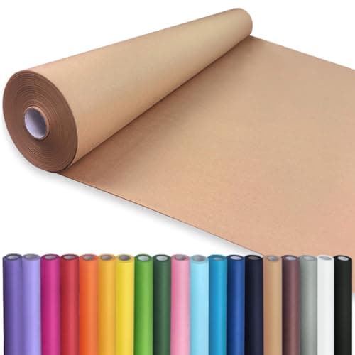 PerkHomy 36" x 2,400" (200') Brown Kraft Paper Roll for Craft Bulletin Board Paper Kids Art Table Covering Crafting Gift Wrapping Bouquet Packing Parcel 70GSM 50LB (Brown, 36" x 200')