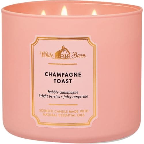 Bath and Body Works White Barn Champagne Toast 3 Wick Candle 14.5 Ounce Basic White Barn Label, Scented