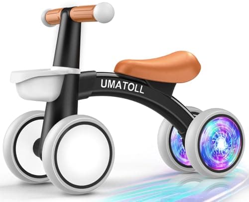 Umatoll Colorful Lighting Baby Balance Bike Toys for 1 Year Old Boys Gifts, Adjustable Seat Baby Walker, One Year Old Boy Birthday Gifts, 12-24 Months Toddler First Ride on Toys