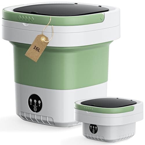 Portable Washing Machine,16L Upgraded Large Capacity Portable Washer With 3 Modes Deep Cleaning.Suitable For Travel, Camping,Apartments, Dormitories, Hotels (Green)
