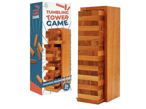 BSIRI Wooden Tumbling Tower Family Game for Kid and Adult and Classic Stacking Party Block for Challenging Your Skills Wood Stack Towers Wooden Board Kids Games for Adults