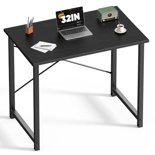 DUMOS 32 Inch Office Small Computer Desk Modern Simple Style Writing Study Work Table for Home Bedroom - Wood Black