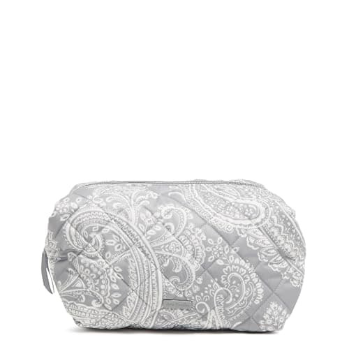 Vera Bradley Women's Performance Twill Large Cosmetic Makeup Organizer Bag, Cloud Gray Paisley, One Size