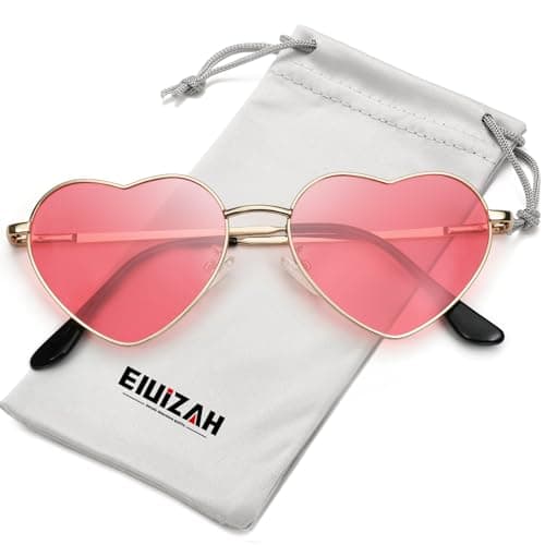 Eiuizah Polarized Heart Sunglasses for Women Men - Cute Trendy Sun Glasses Metal Frame UV400 Protection Lens