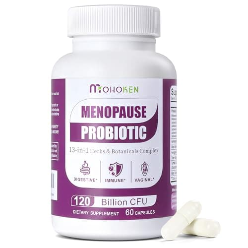 MOHOKEN Menopause Supplements for Women, 120 Billion CFU Womens Probiotic, 13-in-1 Herbs Complex for Menopause Relief, Hormone Balance, Hot Flashes, Mood Swings, Night Sweats (60 Capsule)