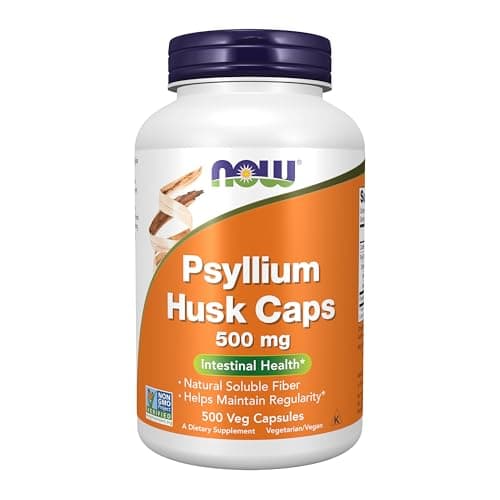 NOW Foods Supplements, Psyllium Husk Caps 500 mg, Non-GMO Project Verified, Natural Soluble Fiber, Intestinal Health*, 500 Veg Capsules